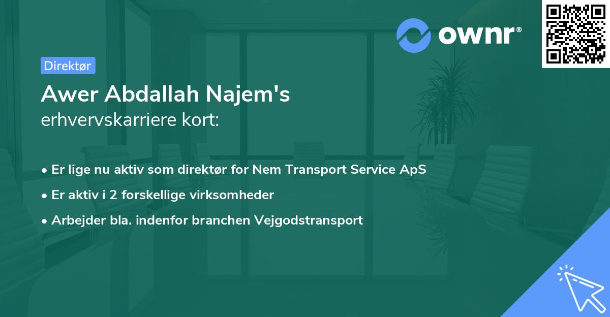 Awer Abdallah Najem's erhvervskarriere kort