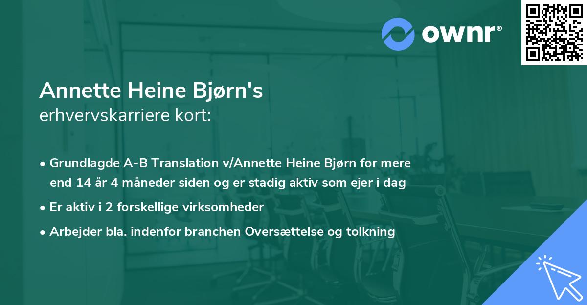 Annette Heine Bjørn's erhvervskarriere kort