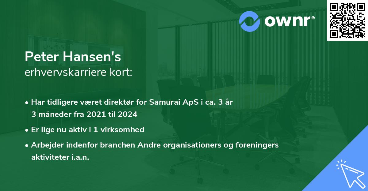 Peter Hansen's erhvervskarriere kort
