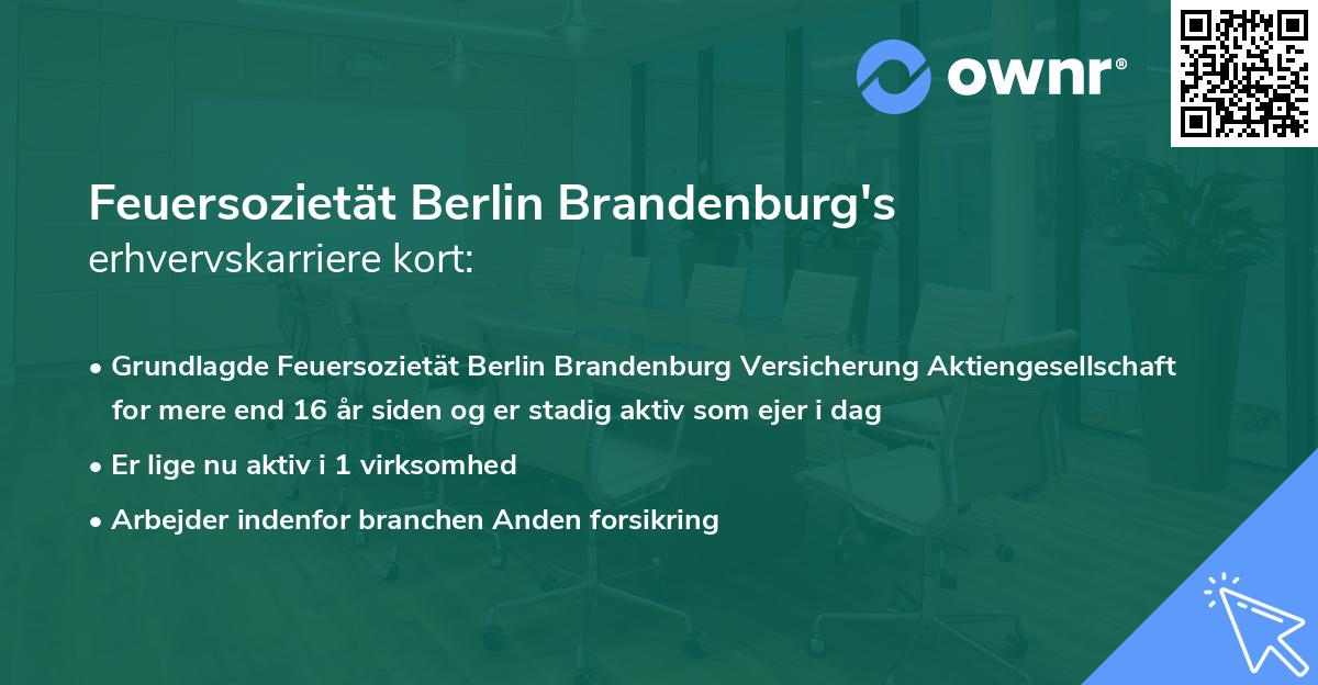 Feuersozietät Berlin Brandenburg's erhvervskarriere kort