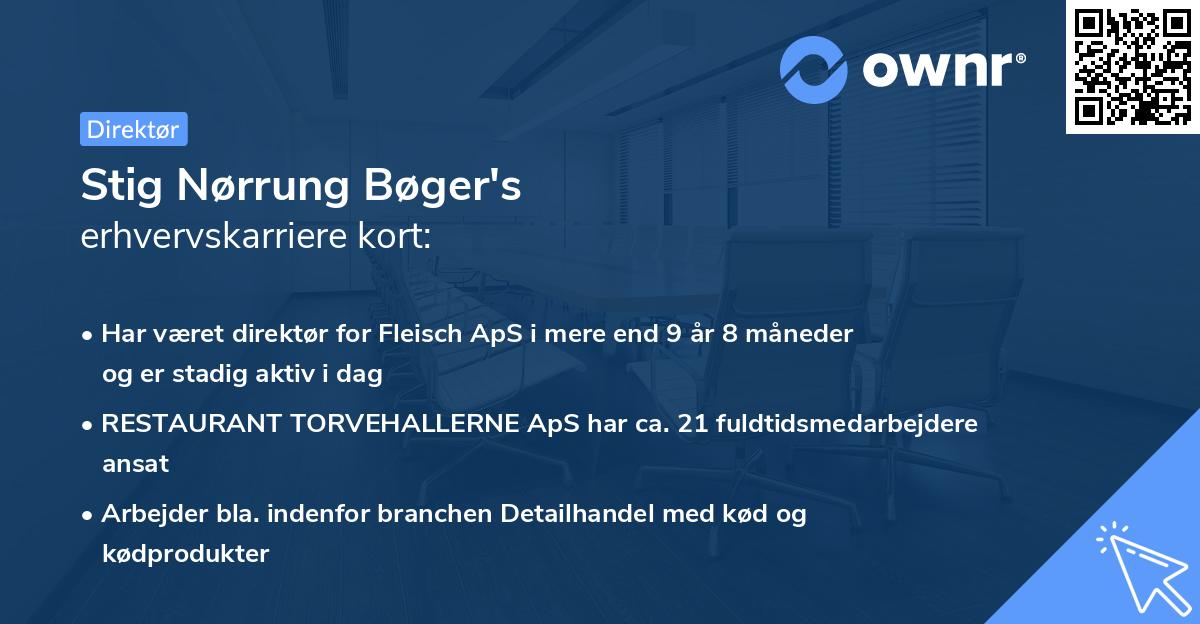 Stig Nørrung Bøger's erhvervskarriere kort