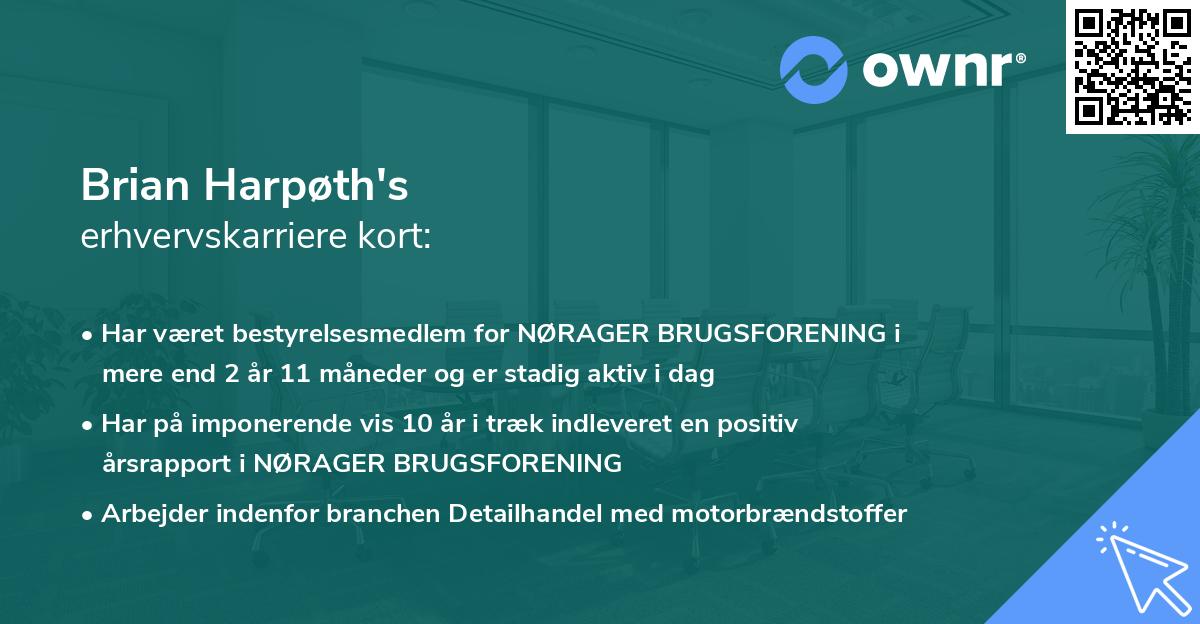 Brian Harpøth's erhvervskarriere kort