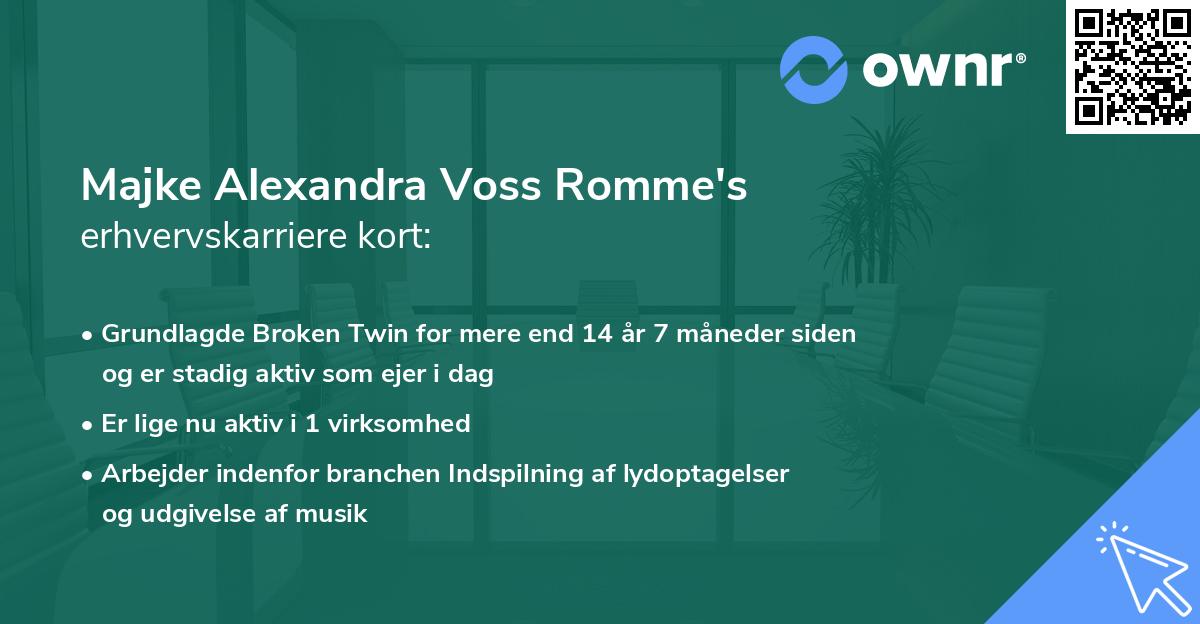 Majke Alexandra Voss Romme's erhvervskarriere kort