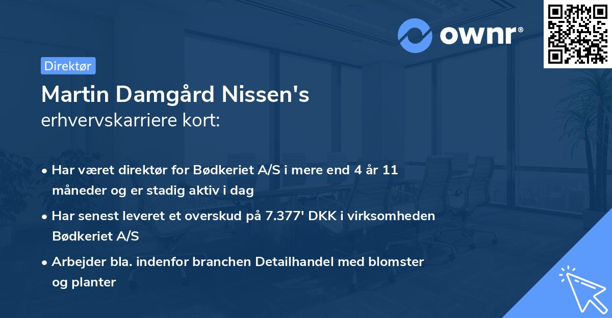 Martin Damgård Nissen's erhvervskarriere kort