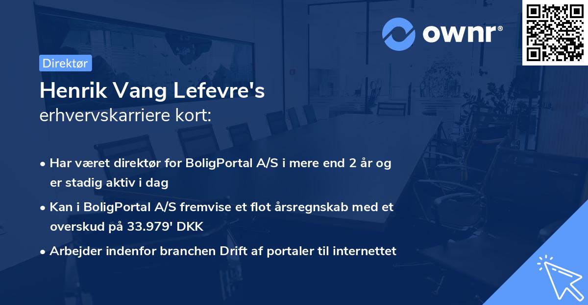 Henrik Vang Lefevre's erhvervskarriere kort