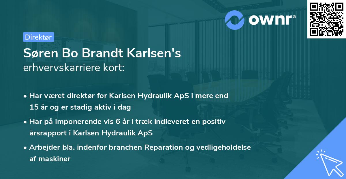 Søren Bo Brandt Karlsen's erhvervskarriere kort