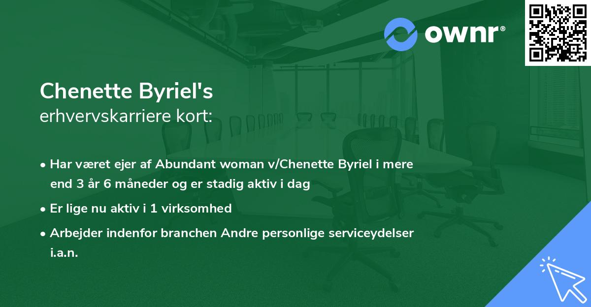 Chenette Byriel's erhvervskarriere kort