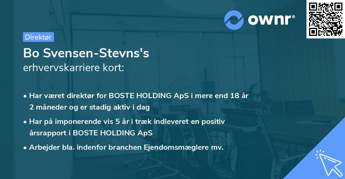 Bo Svensen-Stevns's erhvervskarriere kort