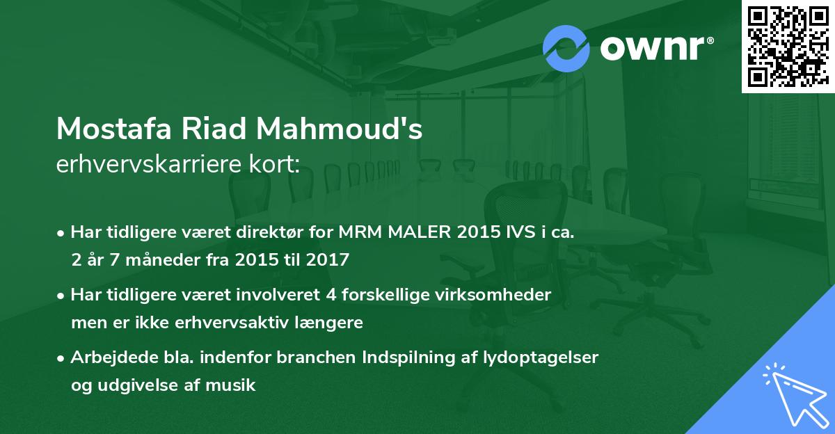Mostafa Riad Mahmoud's erhvervskarriere kort