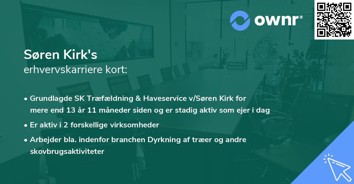 Søren Kirk's erhvervskarriere kort