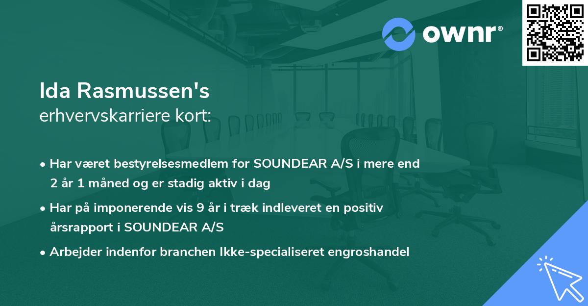 Ida Rasmussen's erhvervskarriere kort