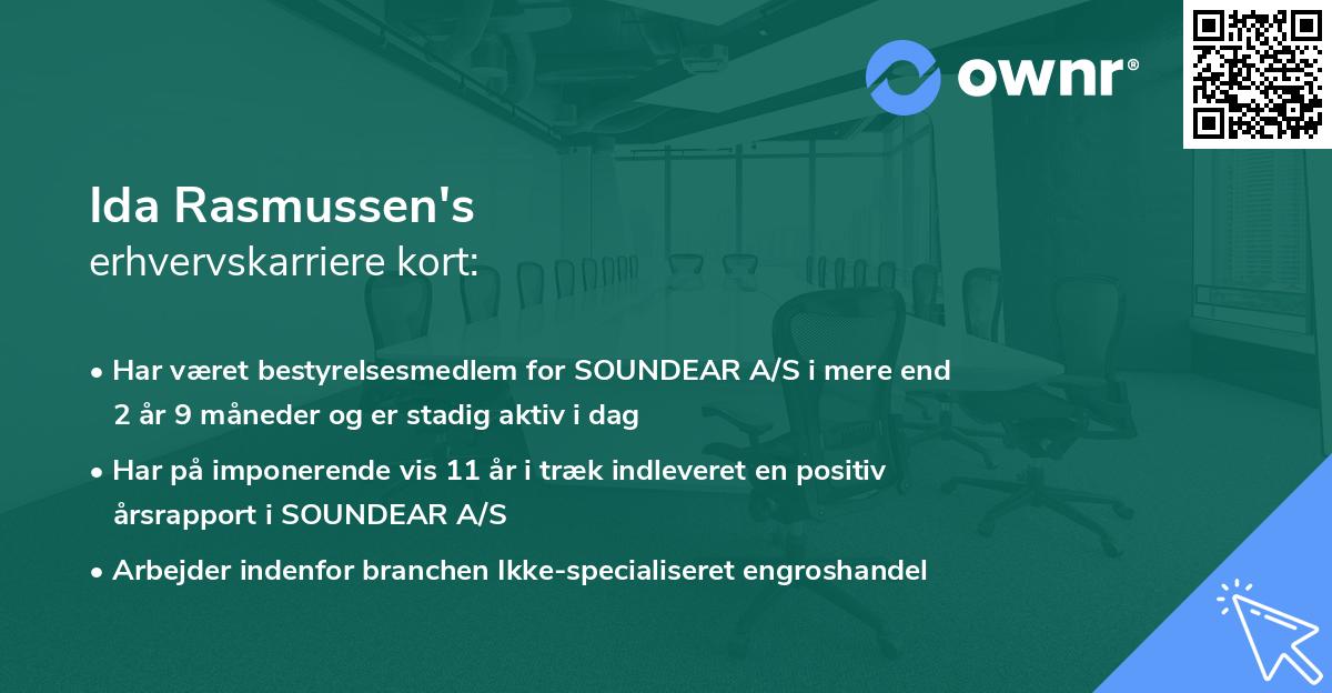 Ida Rasmussen's erhvervskarriere kort