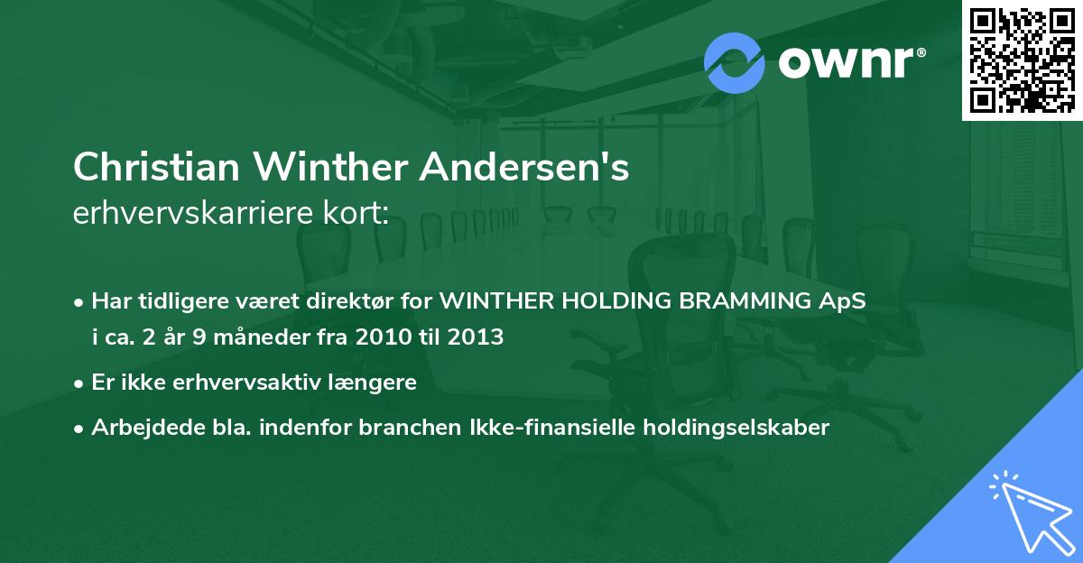 Christian Winther Andersen's erhvervskarriere kort