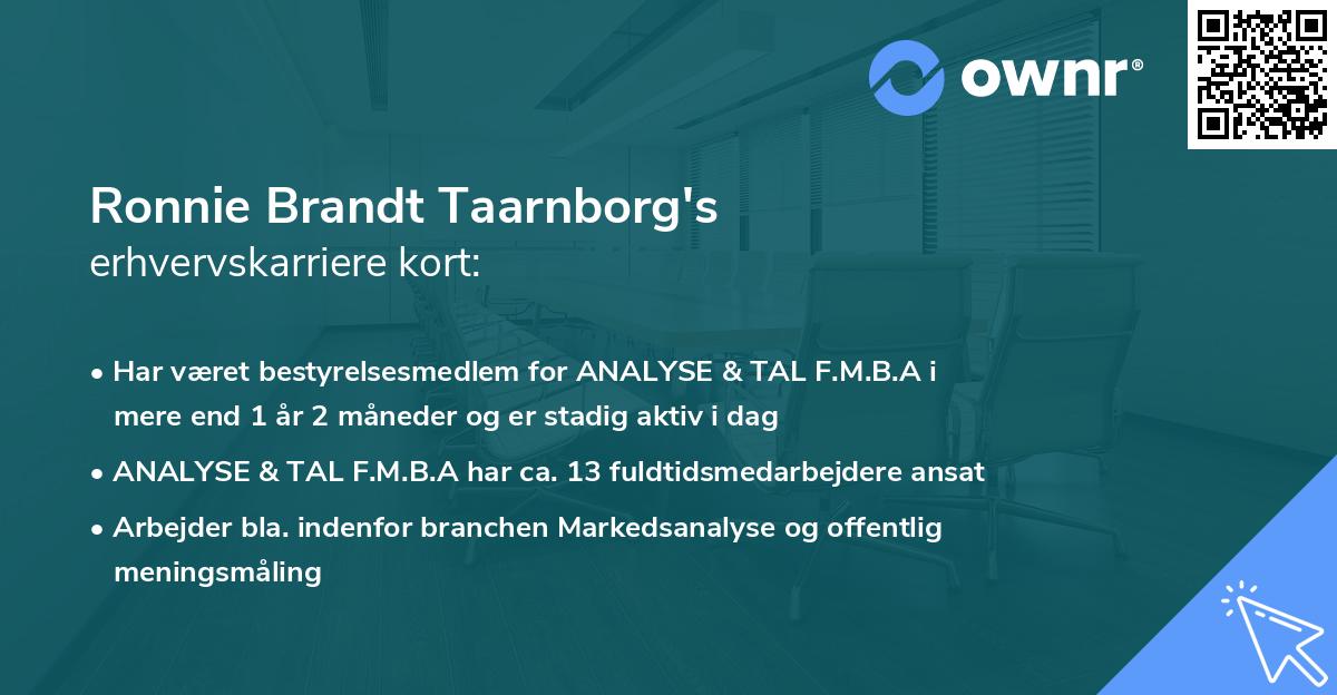 Ronnie Brandt Taarnborg's erhvervskarriere kort