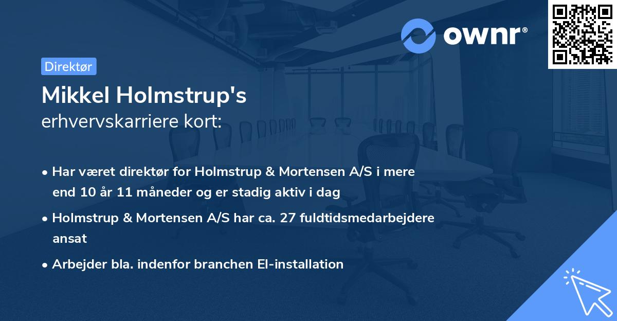 Mikkel Holmstrup's erhvervskarriere kort