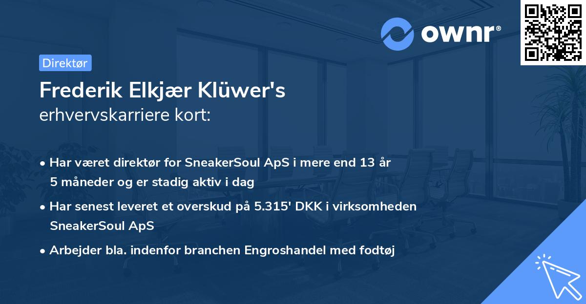 Frederik Elkjær Klüwer's erhvervskarriere kort