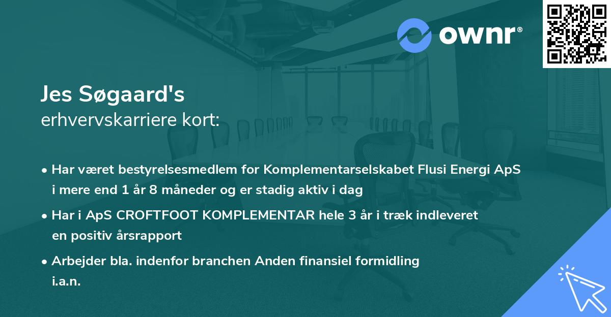 Jes Søgaard's erhvervskarriere kort