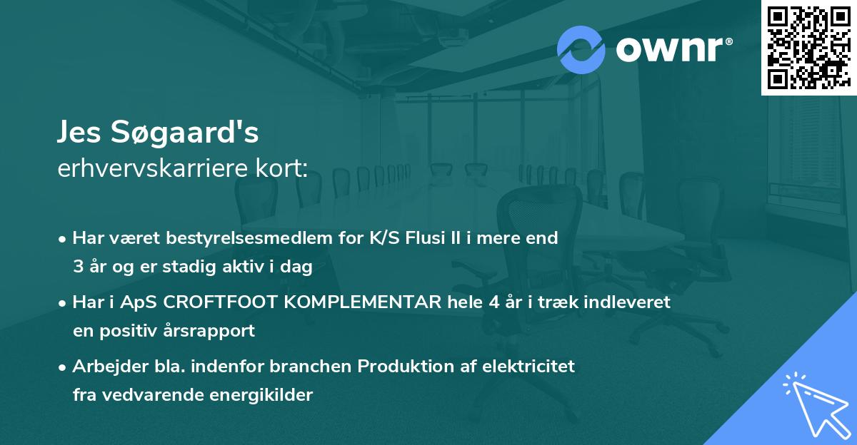 Jes Søgaard's erhvervskarriere kort
