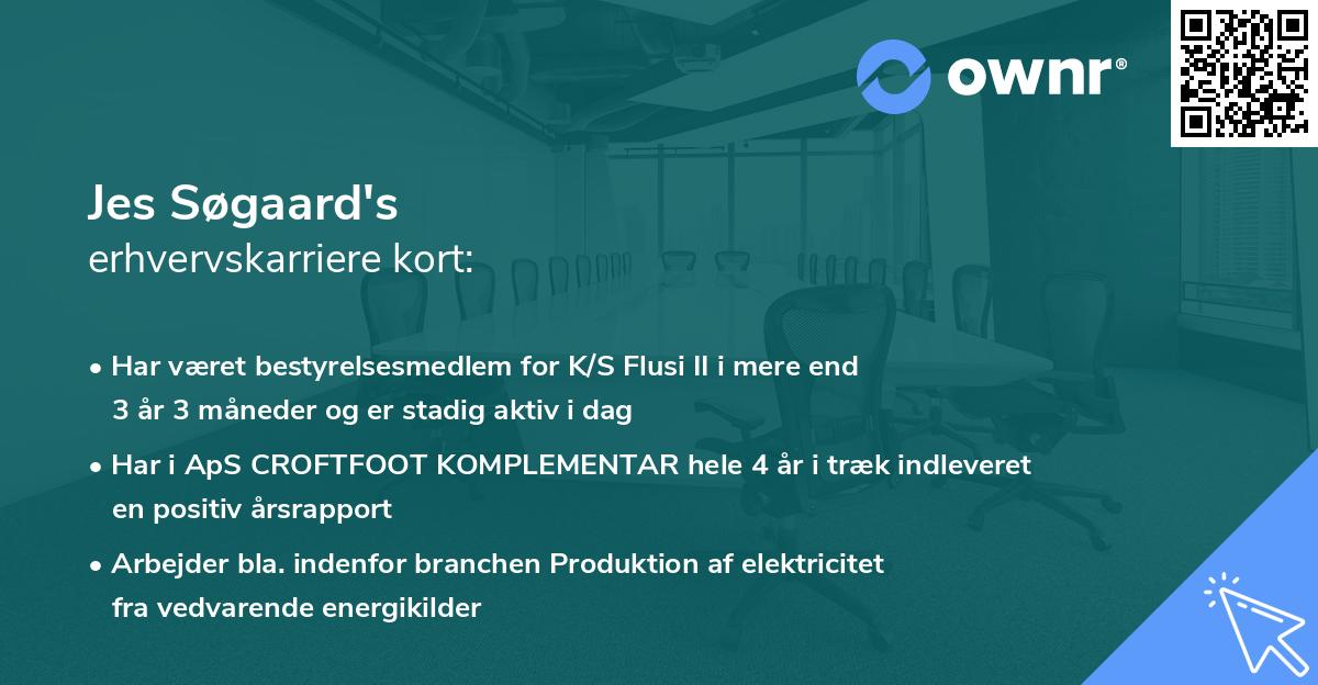 Jes Søgaard's erhvervskarriere kort