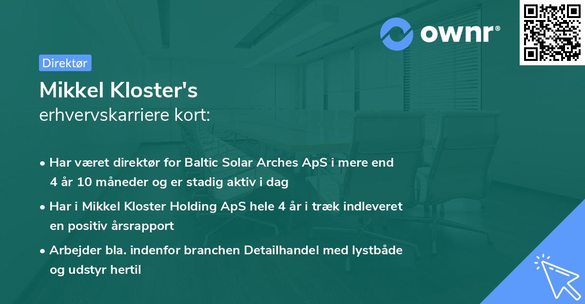Mikkel Kloster's erhvervskarriere kort