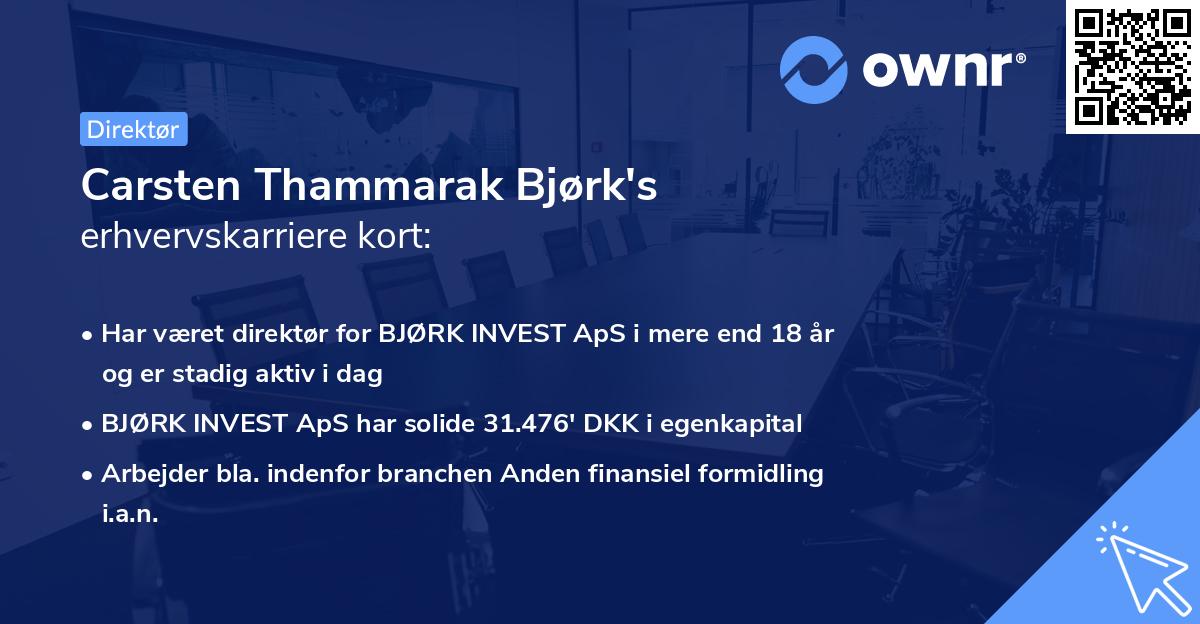 Carsten Thammarak Bjørk's erhvervskarriere kort