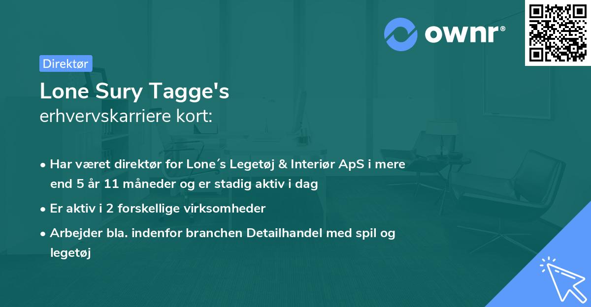 Lone Sury Tagge's erhvervskarriere kort