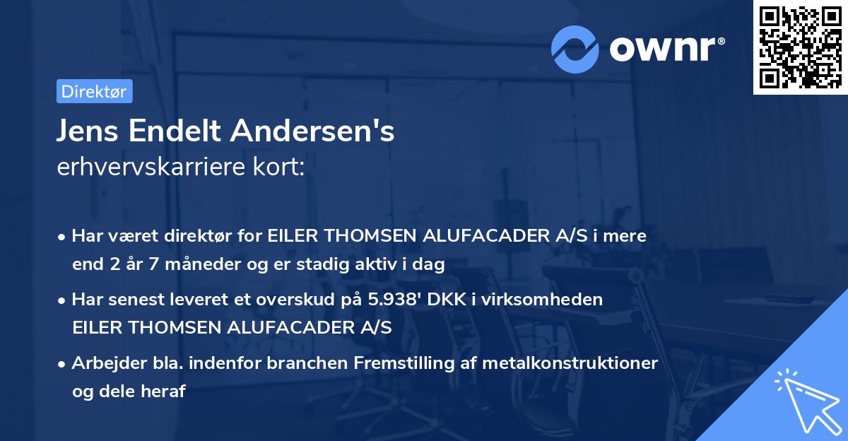 Jens Endelt Andersen's erhvervskarriere kort