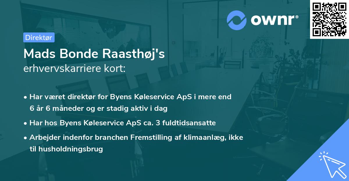 Mads Bonde Raasthøj's erhvervskarriere kort