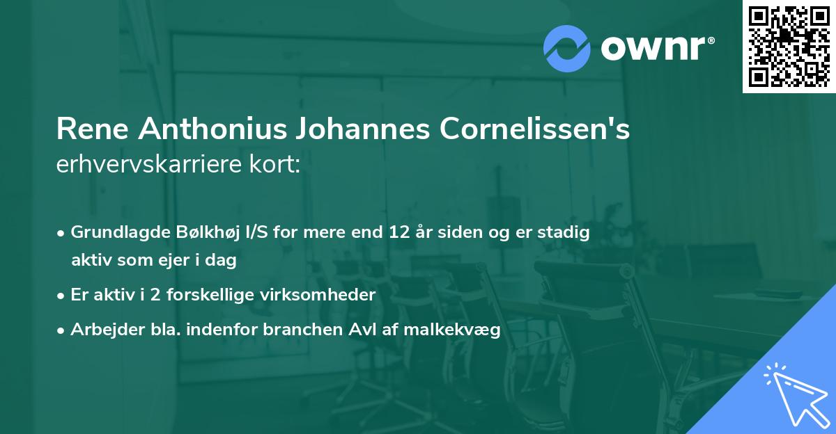 Rene Anthonius Johannes Cornelissen's erhvervskarriere kort