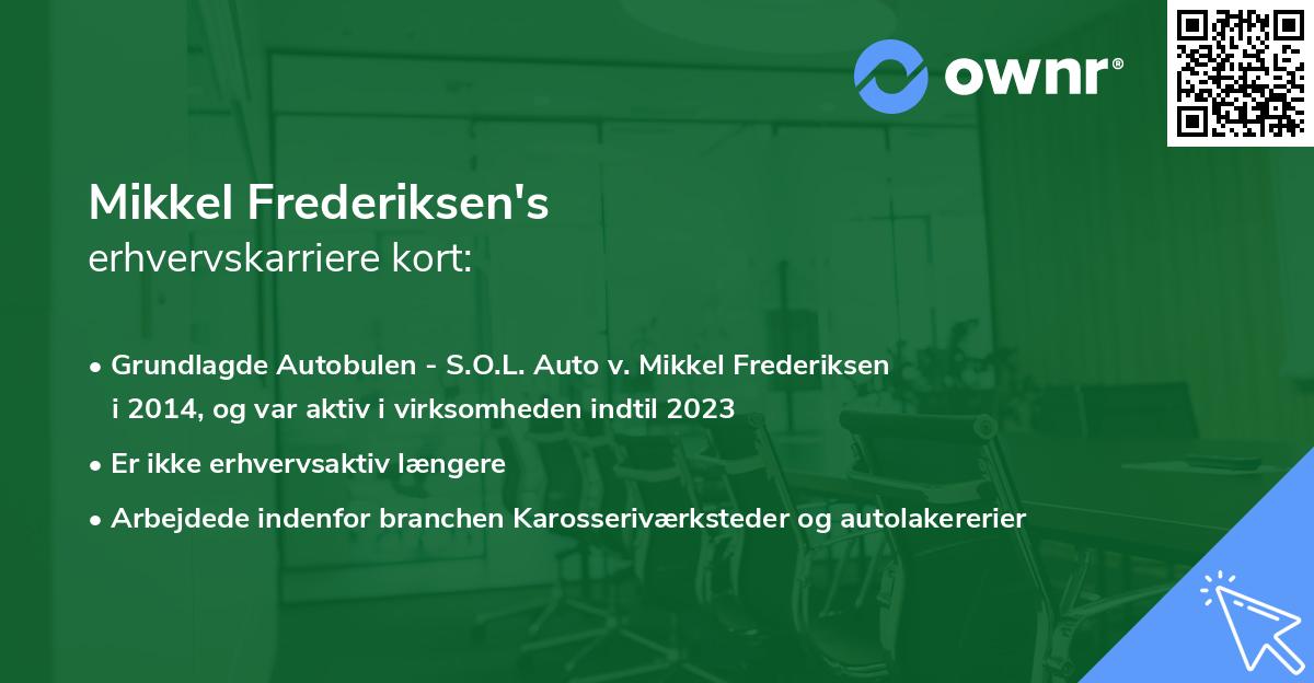 Mikkel Frederiksen's erhvervskarriere kort