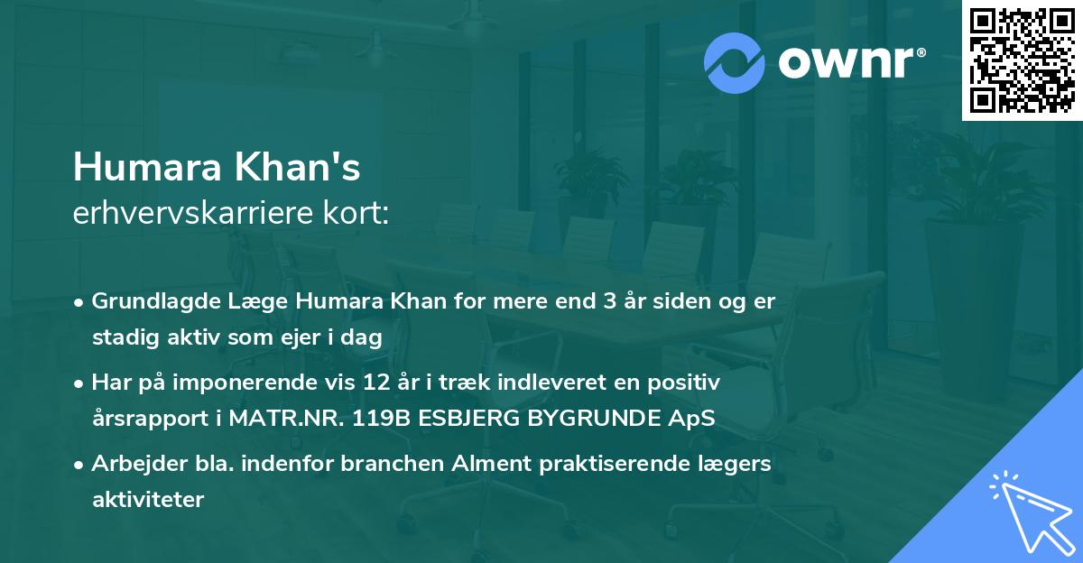 Humara Khan's erhvervskarriere kort