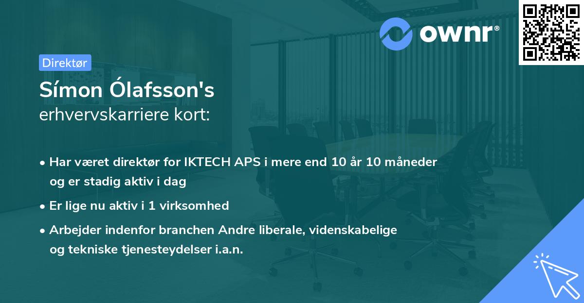 Símon Ólafsson's erhvervskarriere kort