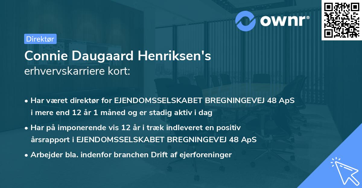 Connie Daugaard Henriksen's erhvervskarriere kort