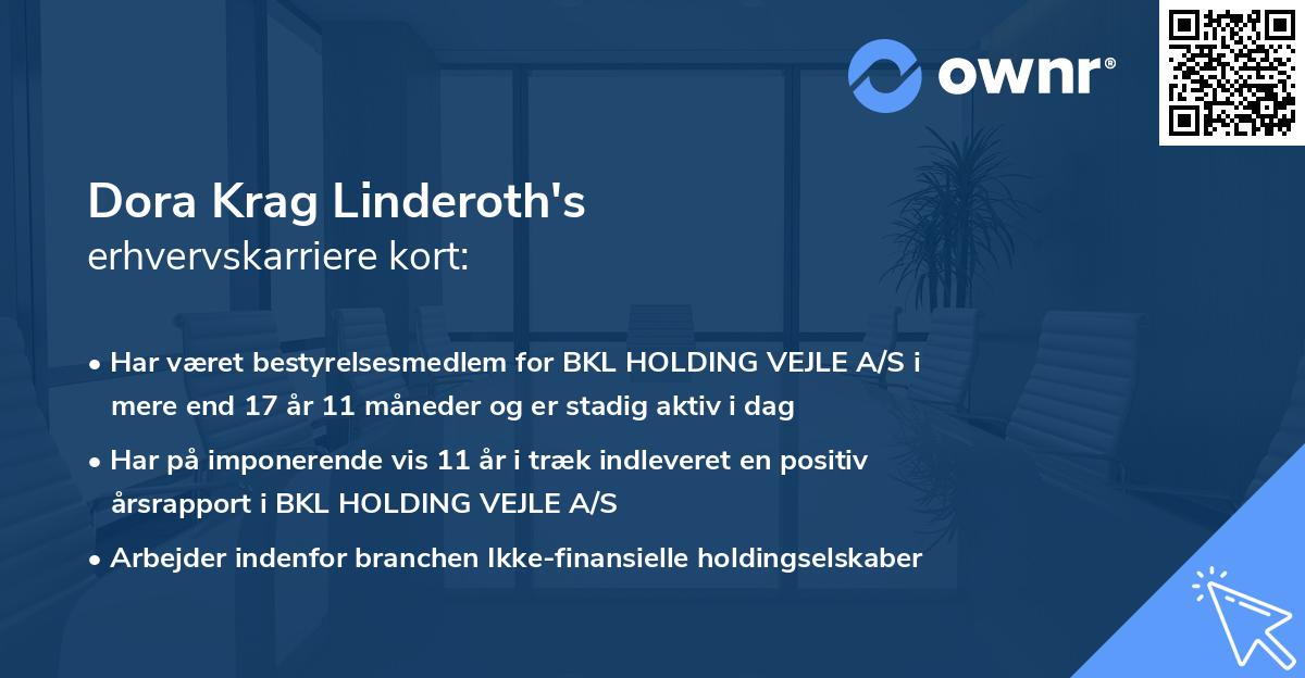 Dora Krag Linderoth's erhvervskarriere kort