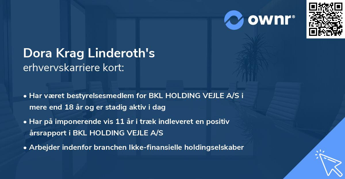 Dora Krag Linderoth's erhvervskarriere kort