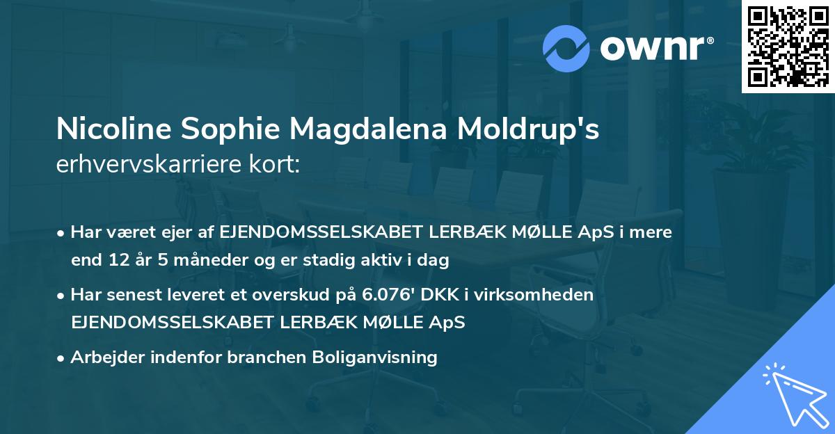 Nicoline Sophie Magdalena Moldrup's erhvervskarriere kort