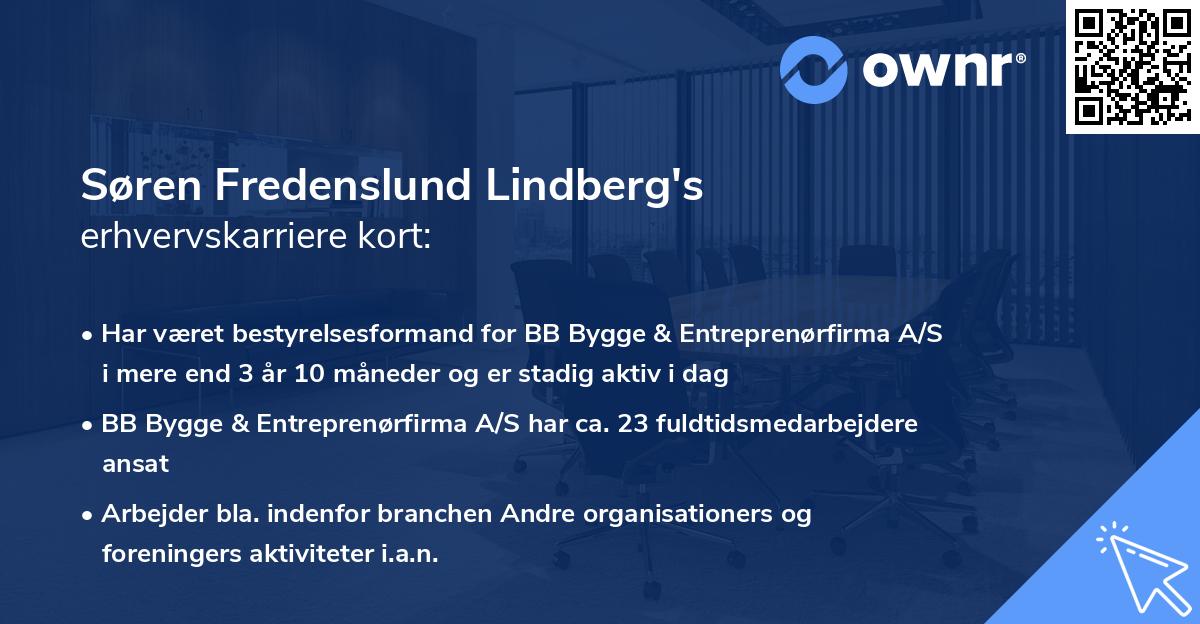 Søren Fredenslund Lindberg's erhvervskarriere kort