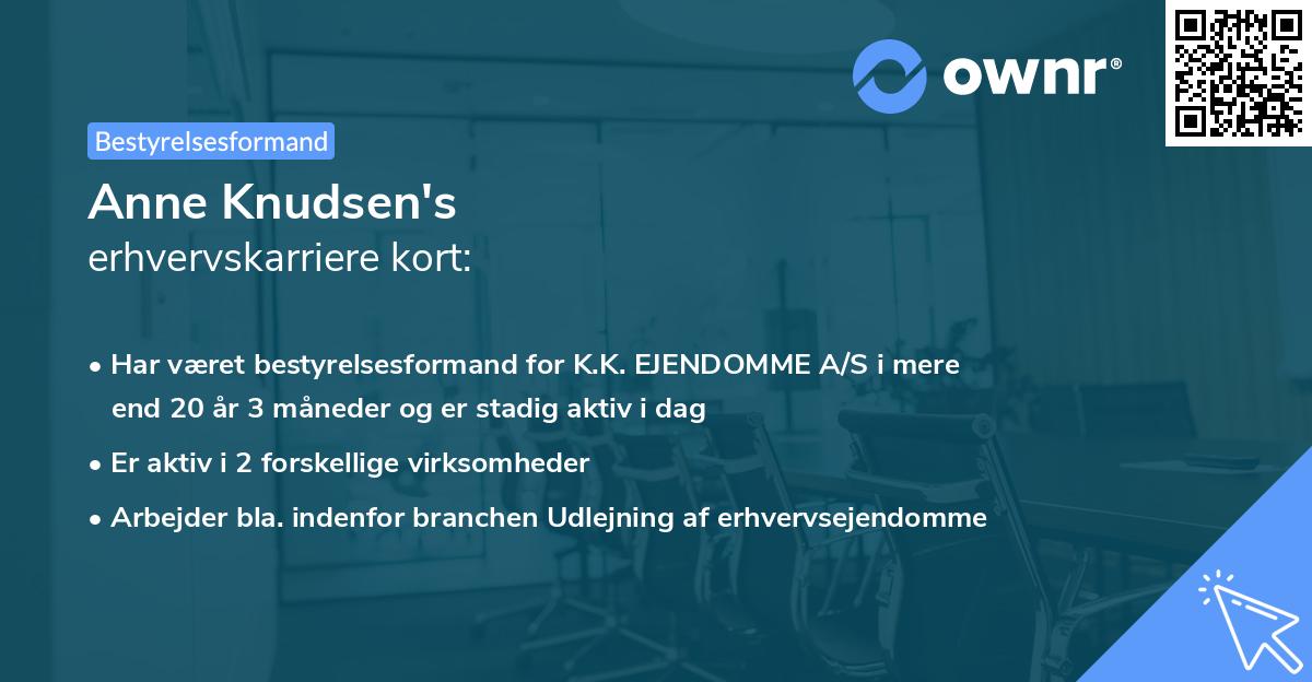 Anne Knudsen's erhvervskarriere kort