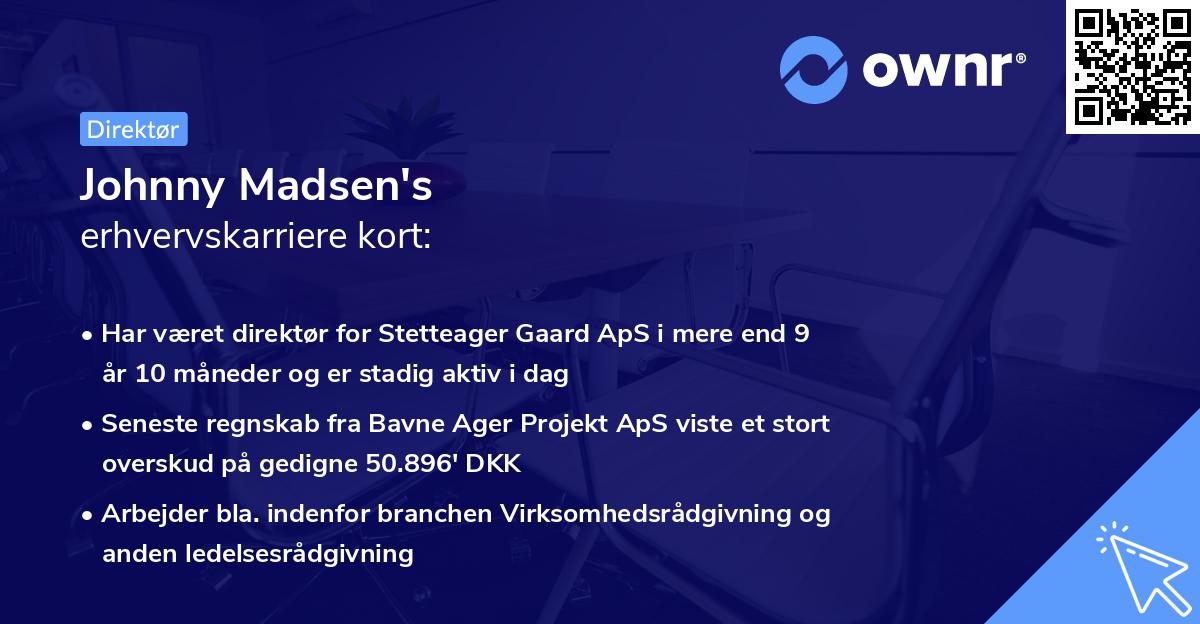 Johnny Madsen's erhvervskarriere kort