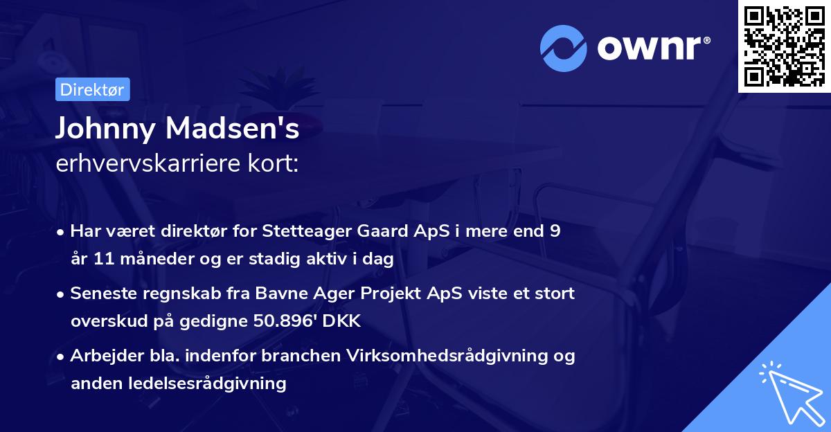 Johnny Madsen's erhvervskarriere kort