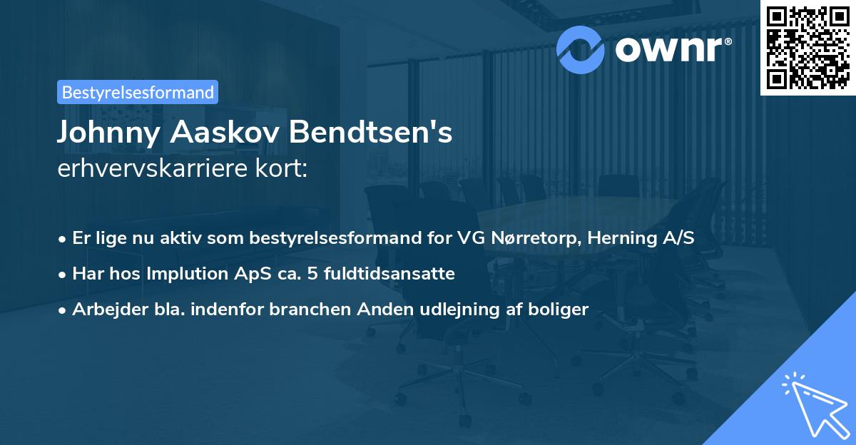 Johnny Aaskov Bendtsen's erhvervskarriere kort