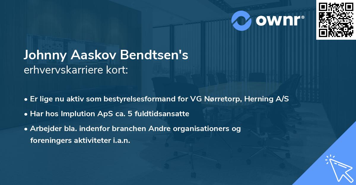 Johnny Aaskov Bendtsen's erhvervskarriere kort