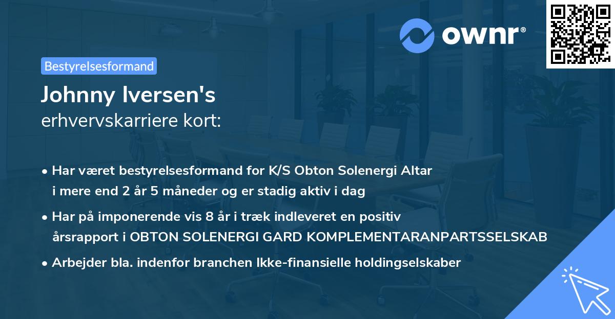 Johnny Iversen's erhvervskarriere kort