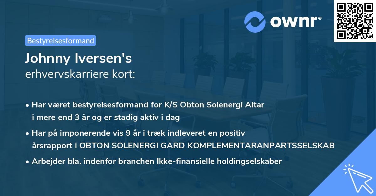 Johnny Iversen's erhvervskarriere kort