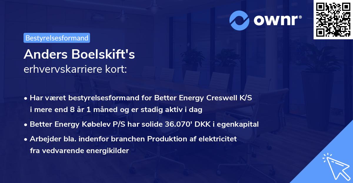Anders Boelskift's erhvervskarriere kort