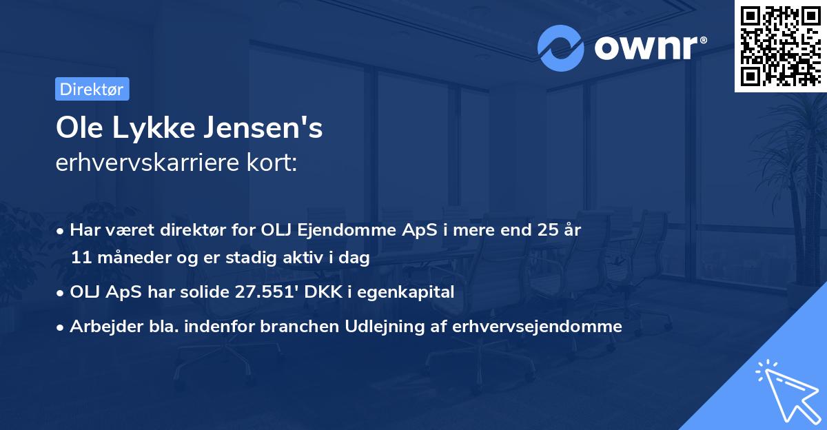 Ole Lykke Jensen's erhvervskarriere kort