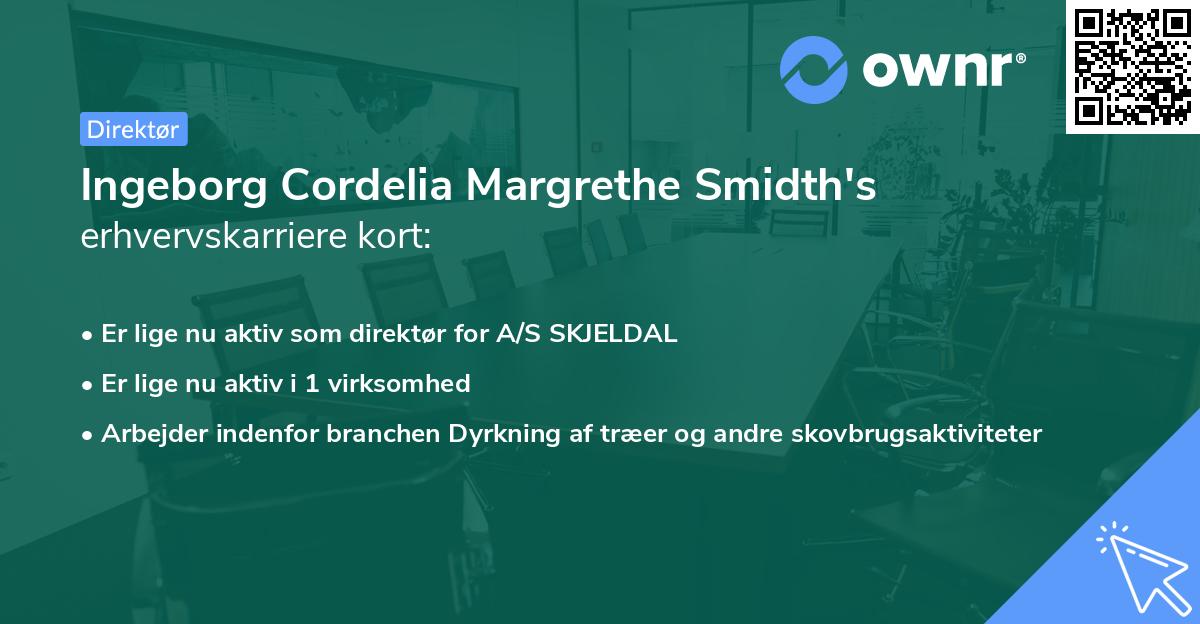 Ingeborg Cordelia Margrethe Smidth's erhvervskarriere kort