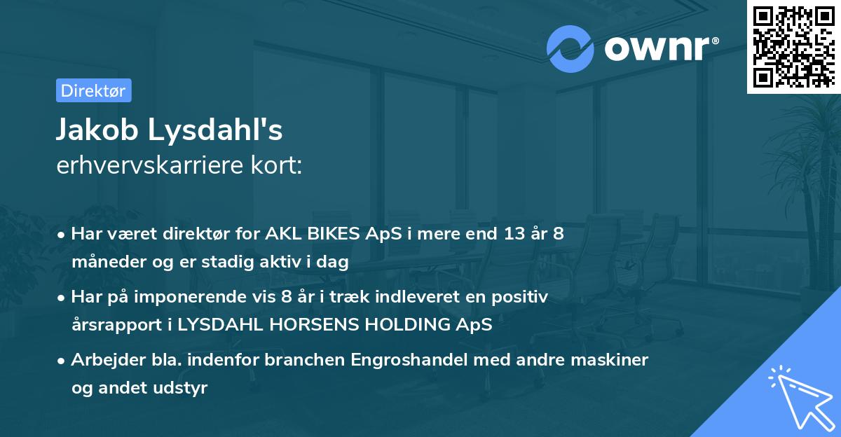 Jakob Lysdahl's erhvervskarriere kort