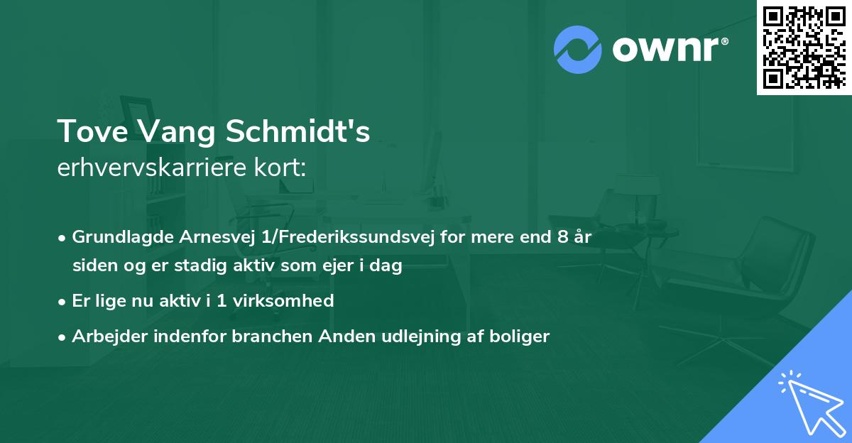 Tove Vang Schmidt's erhvervskarriere kort