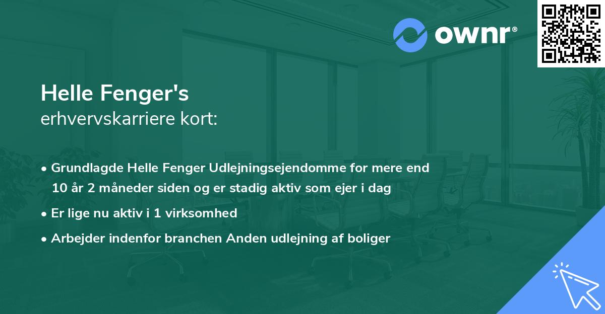 Helle Fenger's erhvervskarriere kort